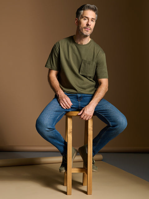 Sinsay Men's Olive Green Chest Pockets T-Shirt | Sinsay In Lebanon