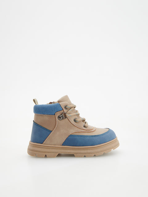 Reserved Baby Boy's Brown & Blue Faux Leather Boots | Reserved In Lebanon