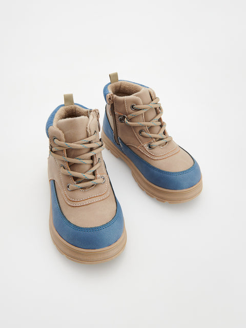 Reserved Baby Boy's Brown & Blue Faux Leather Boots | Reserved In Lebanon