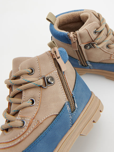 Reserved Baby Boy's Brown & Blue Faux Leather Boots | Reserved In Lebanon