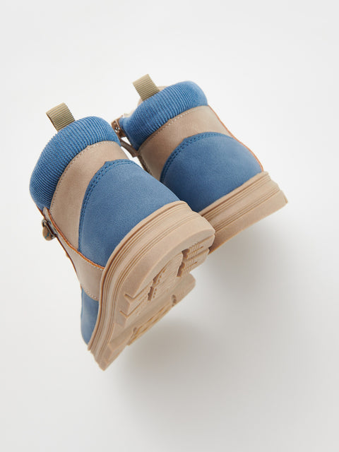 Reserved Baby Boy's Brown & Blue Faux Leather Boots | Reserved In Lebanon