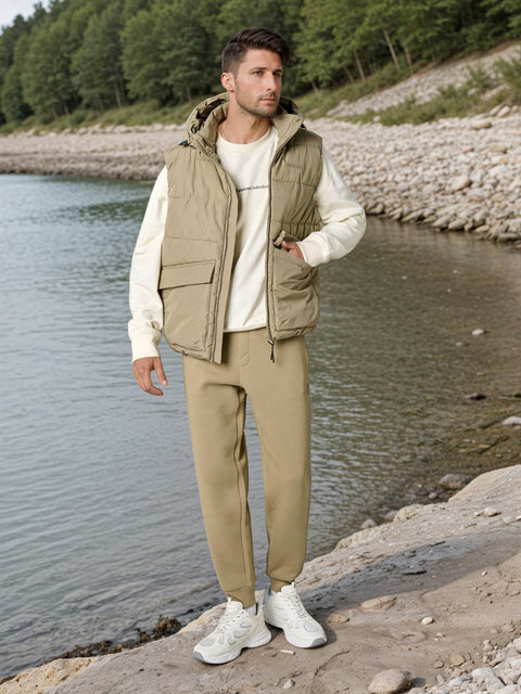 Sinsay Men's Khaki Hooded Puffer Vest|Sinsay In Lebanon