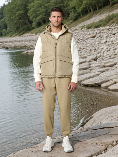 Sinsay Men's Khaki Hooded Puffer Vest|Sinsay In Lebanon