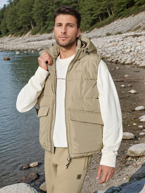 Sinsay Men's Khaki Hooded Puffer Vest|Sinsay In Lebanon