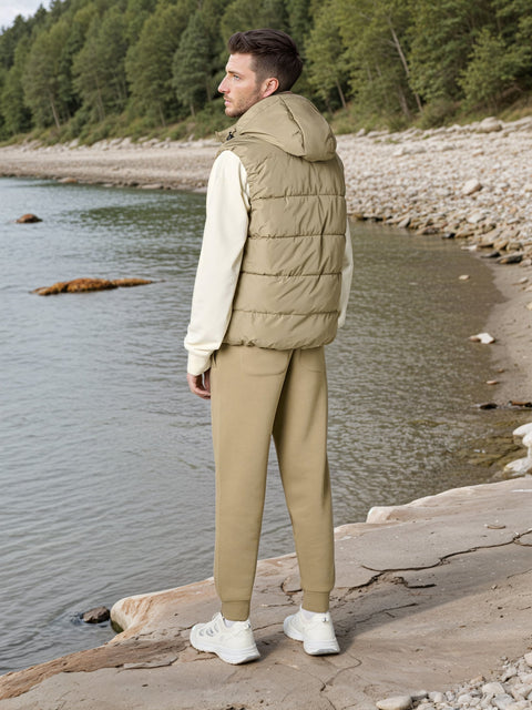 Sinsay Men's Khaki Hooded Puffer Vest|Sinsay In Lebanon