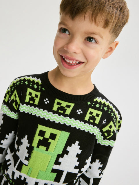 Reserved Boy's Black Minecraft Printed Pullover Sweater | Reserved In Lebanon