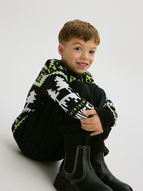 Reserved Boy's Black Minecraft Printed Pullover Sweater | Reserved In Lebanon