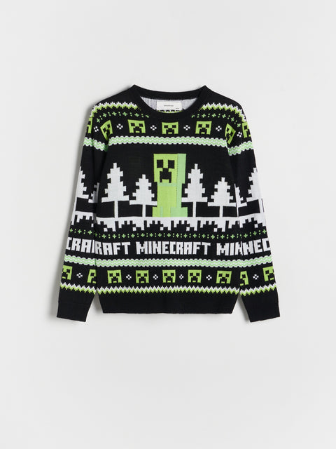 Reserved Boy's Black Minecraft Printed Pullover Sweater | Reserved In Lebanon