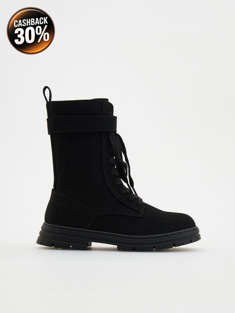 Reserved Girl's Black Lacing Zip Ankled Boot |Reserved In Lebanon