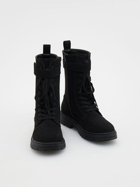 Reserved Girl's Black Lacing Zip Ankled Boot |Reserved In Lebanon