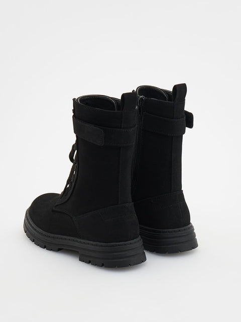 Reserved Girl's Black Lacing Zip Ankled Boot |Reserved In Lebanon
