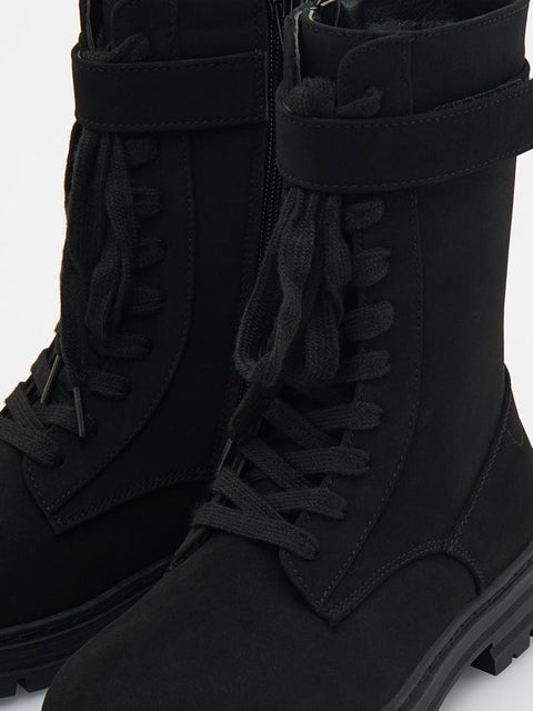 Reserved Girl's Black Lacing Zip Ankled Boot |Reserved In Lebanon