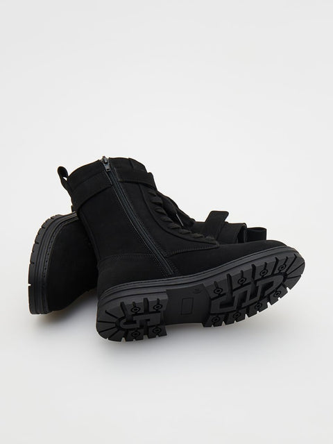 Reserved Girl's Black Lacing Zip Ankled Boot |Reserved In Lebanon