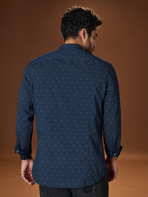 Sinsay Men's Navy Polka Dot Slim Fit Shirt | Sinsay In Lebanon