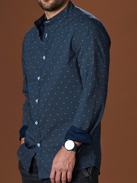 Sinsay Men's Navy Polka Dot Slim Fit Shirt | Sinsay In Lebanon
