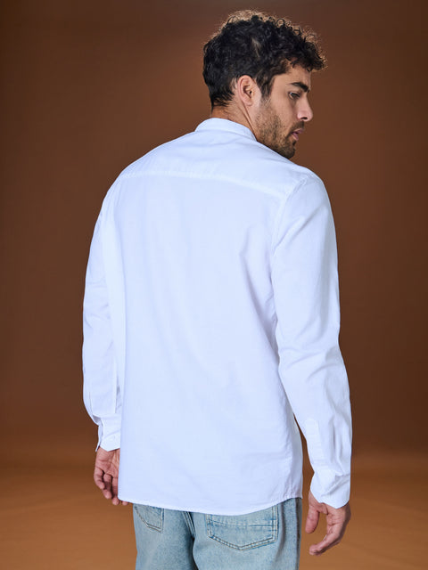 Sinsay Men's White Long-Sleeve Regular-Fit Shirt | Sinsay In Lebanon