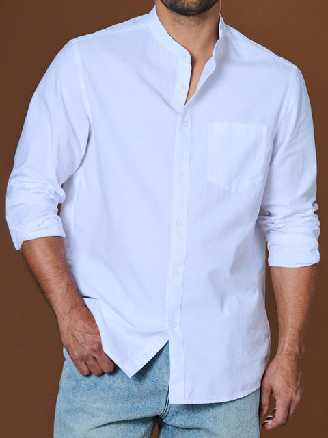 Sinsay Men's White Long-Sleeve Regular-Fit Shirt | Sinsay In Lebanon