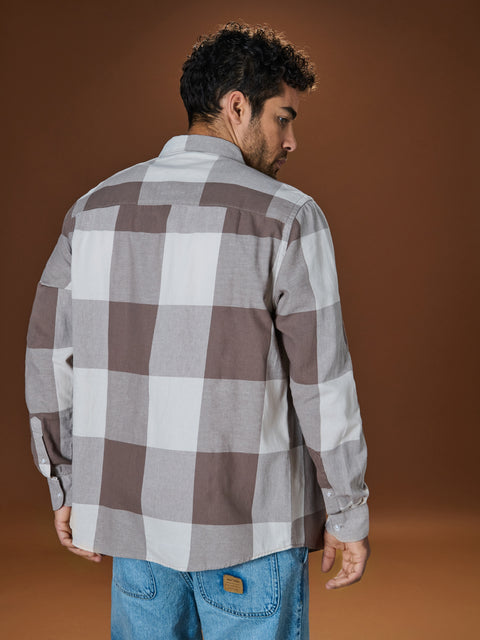 Sinsay Men's Beige Regular-Fit Cotton Shirt With Check Pattern | Sinsay In Lebanon
