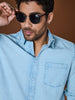 Sinsay Men's Blue Denim Chest Pocket Shirt | Sinsay In Lebanon