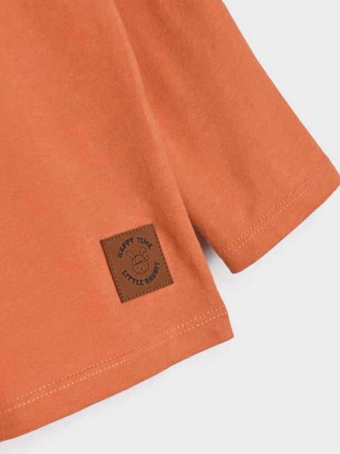 Sinsay Fox & Bunny Baby Boy's Rust Orange Buttoned Neck Long Sleeve Blouse | Sinsay In Lebanon