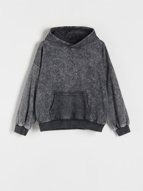 Reserved Boy's Dark Grey Oversized Hoodie With A Washed Effect | Reserved In Lebanon