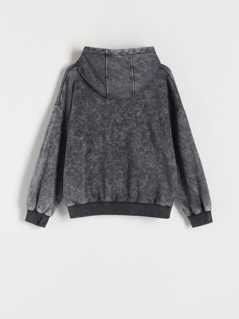 Reserved Boy's Dark Grey Oversized Hoodie With A Washed Effect | Reserved In Lebanon