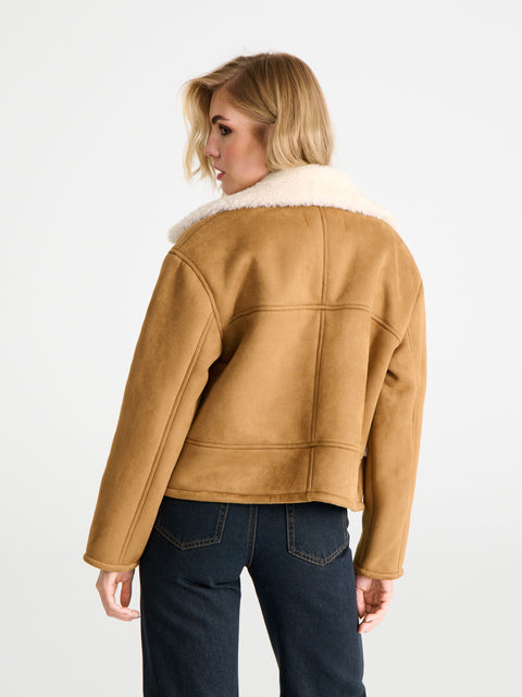 Sinsay Women's Beige Sheepskin Jacket|Sinsay In Lebanon
