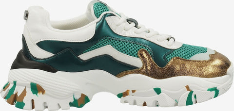 Steve Madden Women's Green & White Synthetic Tailgate Sneakers |Steve Madden In Lebanon