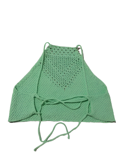 Pull&Bear Women's Green Knitted Sleeveles Crop Top | Pull&Bear in Lebanon