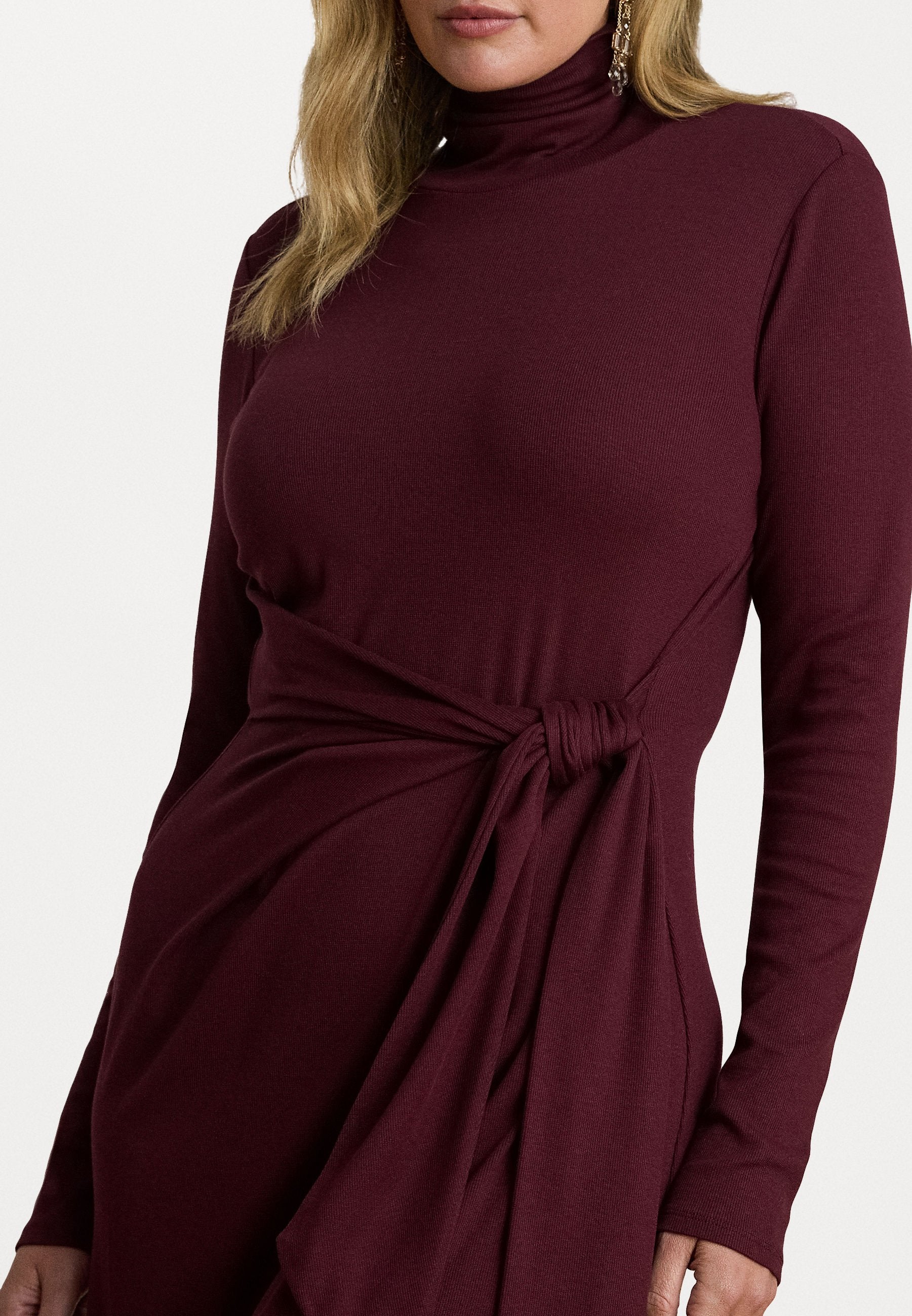 Lauren Ralph Lauren Women's Plum Tie-Front Turtleneck Dress | Lauren Ralph Lauren In Lebanon