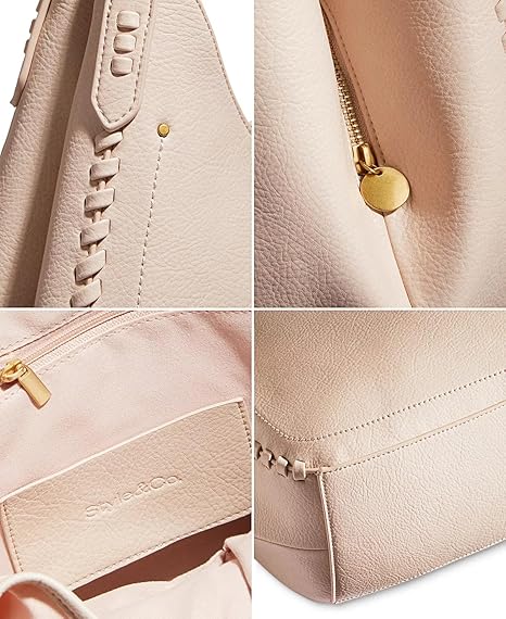 Style & Co Women's Pink Whip-Stitch Soft 4-Poster Tote Bag | Style & Co In Lebanon