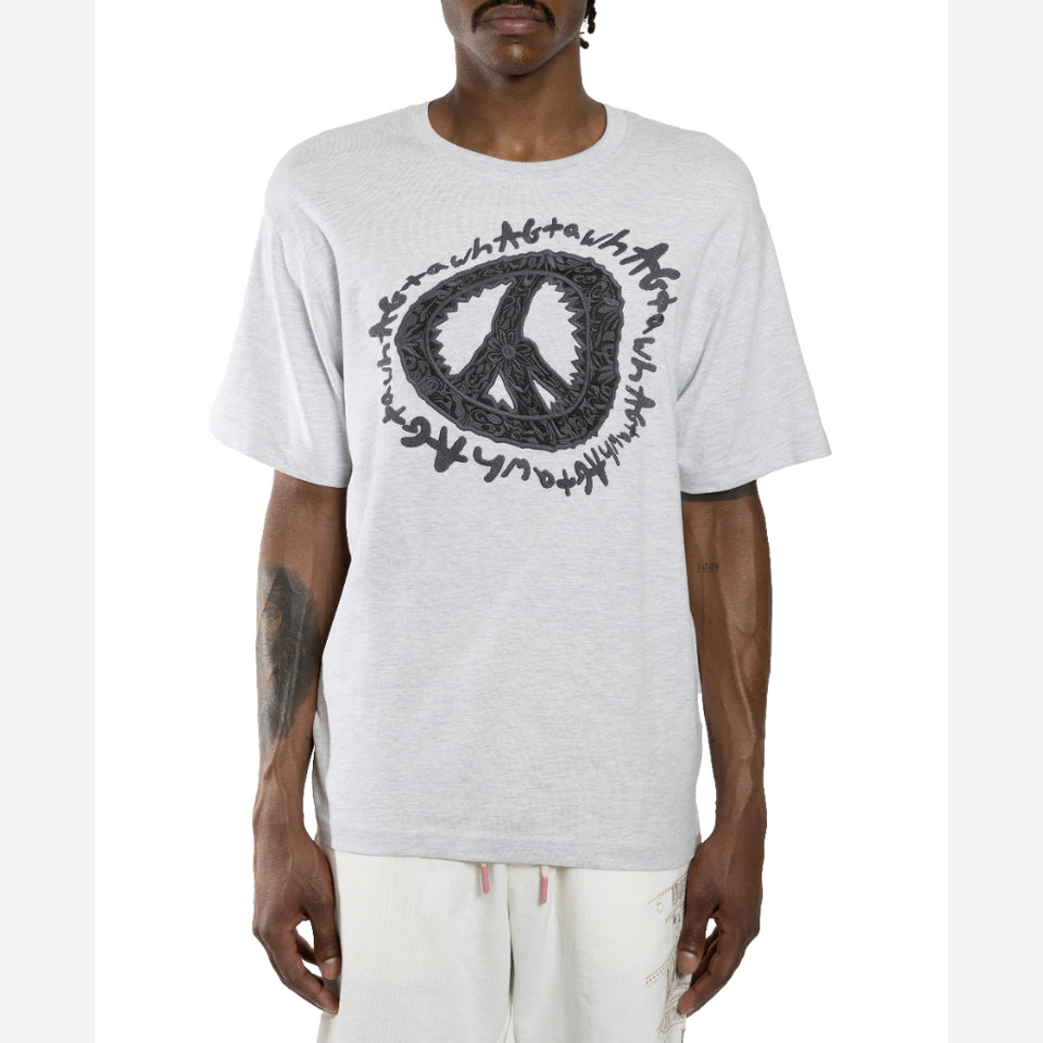 Agtawh Men's Grey With Graphic Peace Sign Print T-Shirt