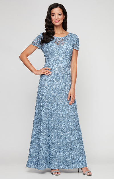 Alex Evenings Women's Blue  Soutache Sequin A-Line Dress| Alex Evenings in Lebanon