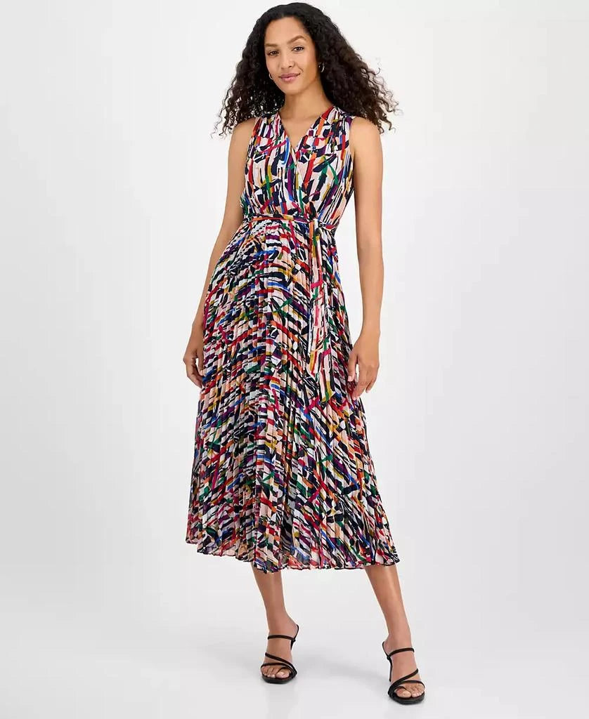 Sandra Darren Women’s Multicolor Petite Printed Pleated Chiffon Maxi Dress|Sandra Darren In Lebanon
