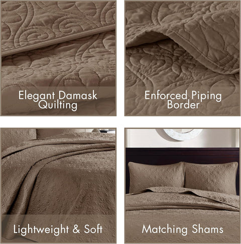 Madison Park Quebec 3-Piece Mocha Quilt Set, Full/Queen | Madison Park In Lebanon
