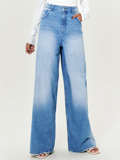Sinsay Women's Light Blue Wide Leg Jeans|Sinsay In Lebanon