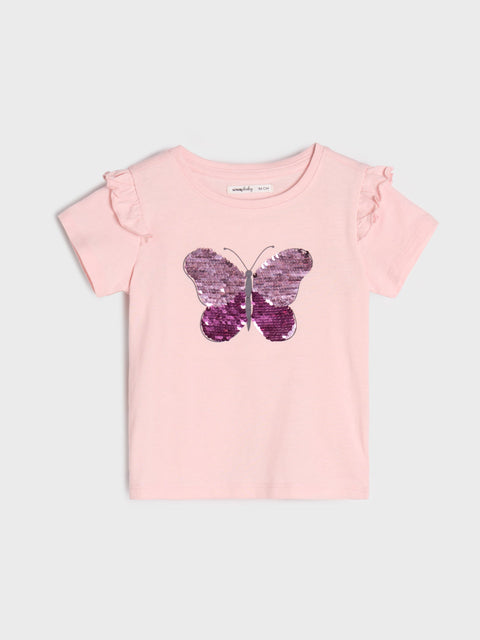 Sinsay Baby Girl's Pastel Pink T-Shirt With Embroidered Sequins | Sinsay In Lebanon