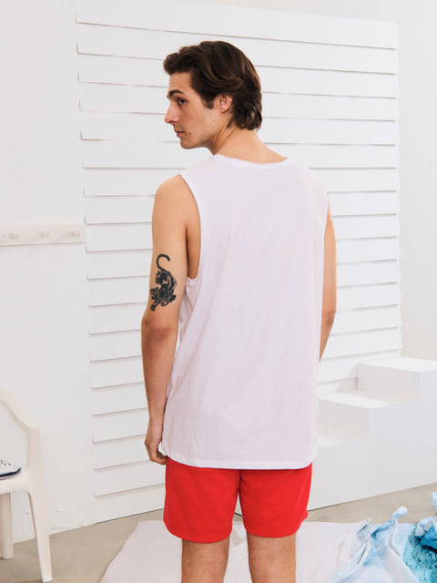 Sinsay Men's White Front Print Sleeveless Tank Top | Sinsay In Lebanon