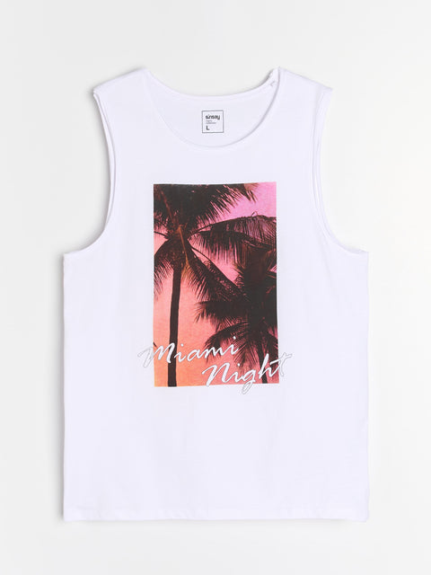 Sinsay Men's White Front Print Sleeveless Tank Top | Sinsay In Lebanon