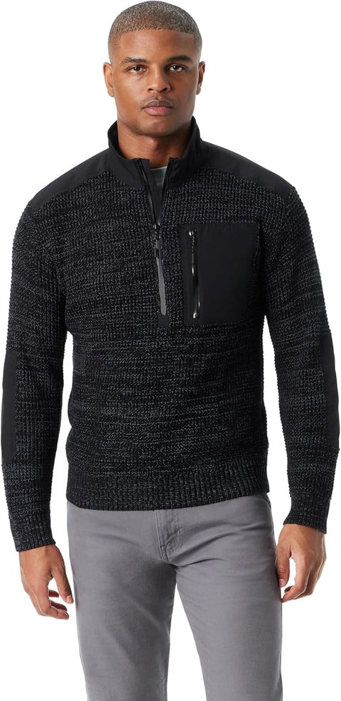 Bass Outdoor Men's Black Quarter Zip Front Armer Pullover Sweater | Bass Outdoor In Lebanon