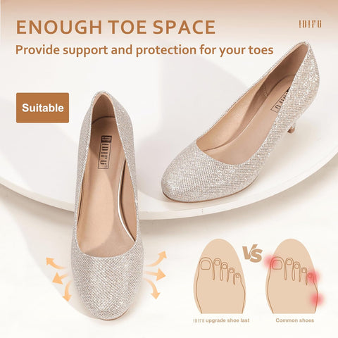Idifu Woemn's Gold Glitter Classic Low Heels Dress Pumps 2 Inch Kitten Heel | Idifu In Lebanon