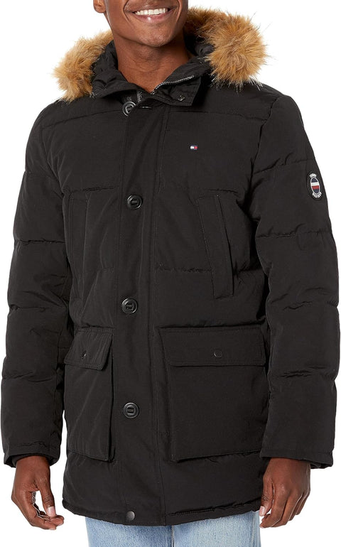 Tommy Hilfiger Men's Black Arctic Cloth Full Length Quilted Snorkel Jacket  | Tommy Hilfiger In Lebanon