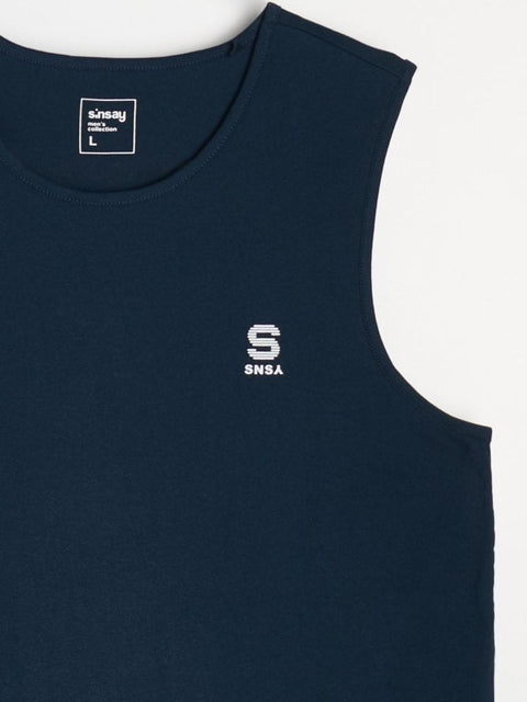 Sinsay Men's Navy Logo Print Tank Top | Sinsay In Lebanon