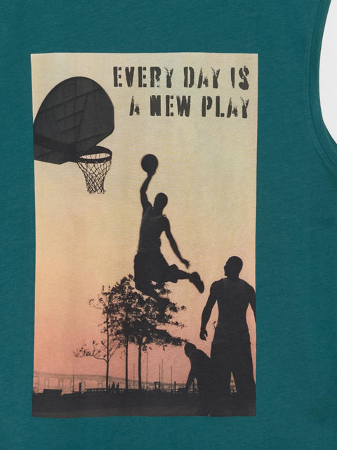 Sinsay Men's Dark Green Basketball-Themed Tank Top | Sinsay In Lebanon