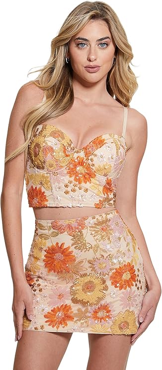 Guess Women's Mulri Fia Floral Sequin Bustier Crop Top | Guess  in Lebanon