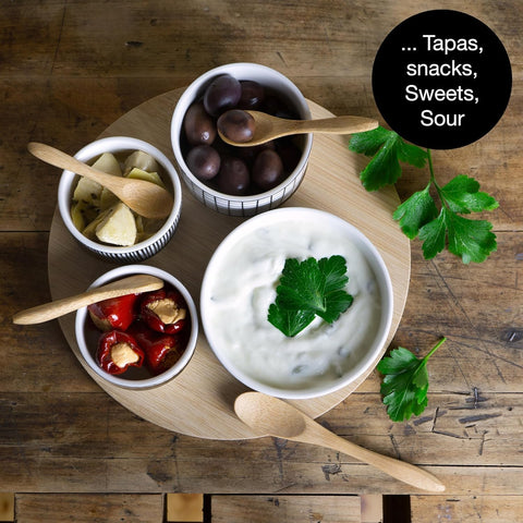 Moritz & Moritz 4 x White Dip Bowls Set with Wooden Board | Moritz & Moritz In Lebanon
