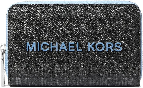 Michael Kors Women's Blue/Black Small Zip Card Holder with Gold Fitting Wallet |Michael Kors in Lebanon