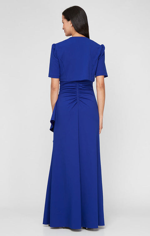 Alex Evenings Women's Royal Blue Bead Detail Stretch Crepe Dress With Bolero Jacket | Alex Evenings In Lebanon