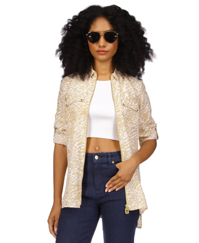 Michael Kors Women's Animal-Print Zip-Front Shirt | Michael Kors In Lebanon