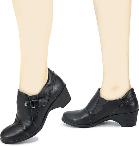JBU Women's Black Wedge Block Heeled Casual Shoes | JBU In Lebanon